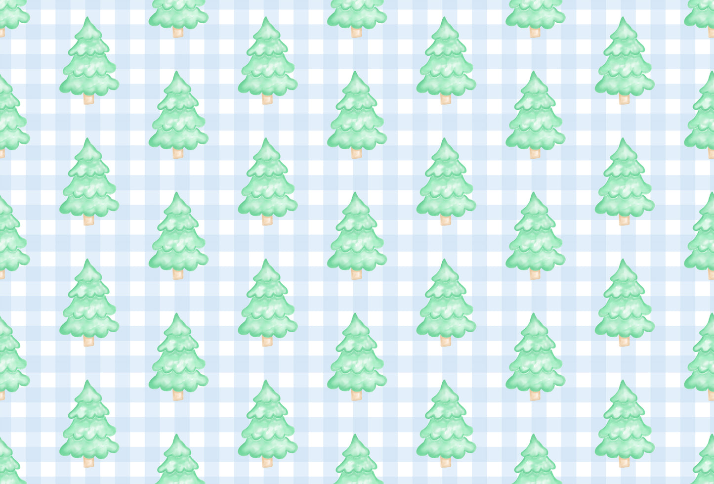 *PRE-ORDER* One Piece Zip Up Jammies - Blue Gingham Christmas Tree