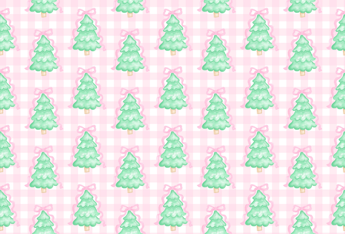 *PRE-ORDER* Two Piece Jammies - Pink Gingham Christmas Tree