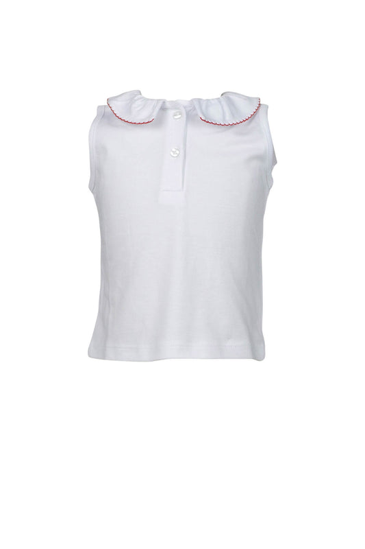 *PRE-ORDER* Sleeveless Shirt with Red Trim