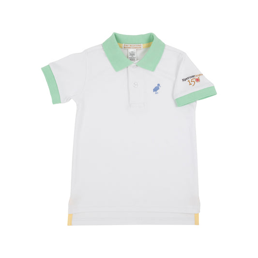 Prim and Proper Polo - Worth Avenue White with Grace with Grace Bay Green