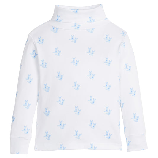 Printed Turtleneck - Blue Cowboy Boots