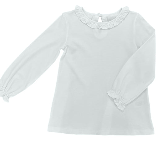 *PRE-ORDER* White Ruffle Neck Top