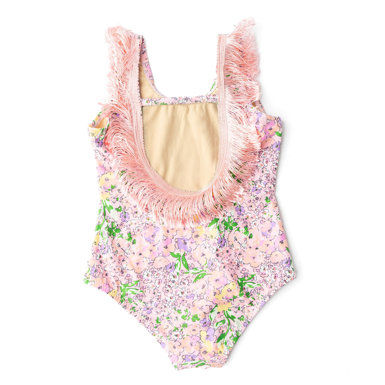 One Piece Fringe Swimsuit - Petal Pink