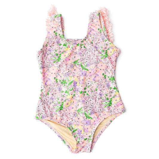 One Piece Fringe Swimsuit - Petal Pink
