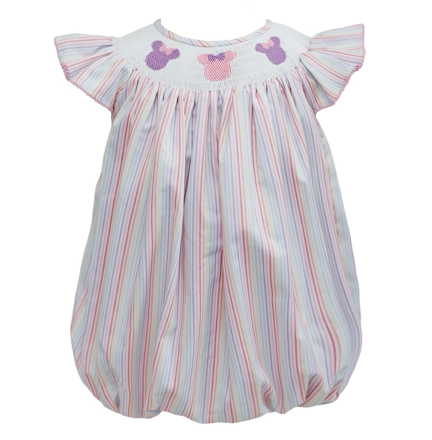 Bishop Smocked Minnie Stripe Bubble