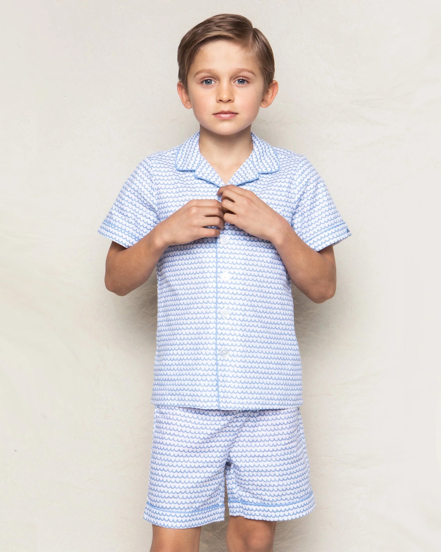 Kid's Twill Pajama Short Set in La Mer