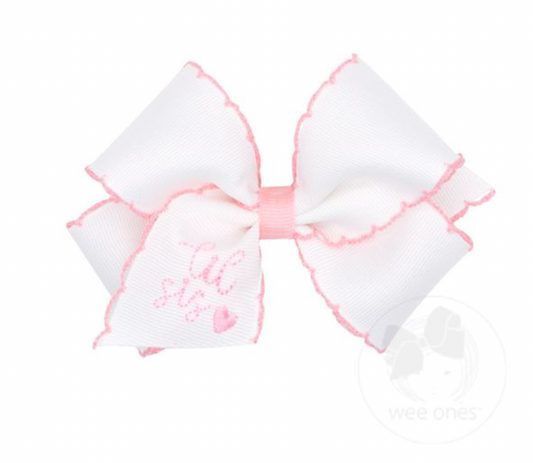 Lil Sis Bow- Pink and White
