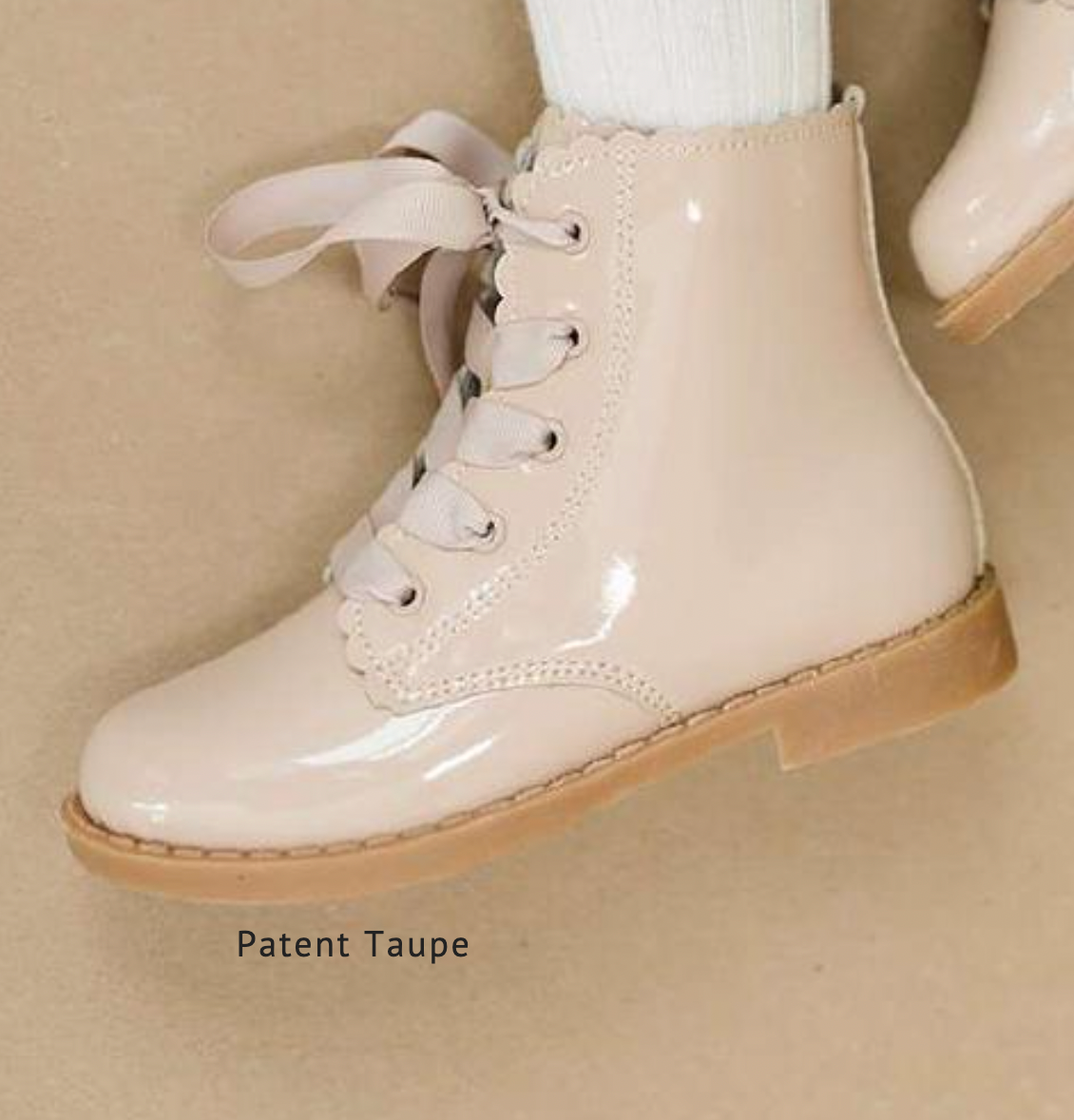 Josephine Scalloped Boot- Patent Taupe kit
