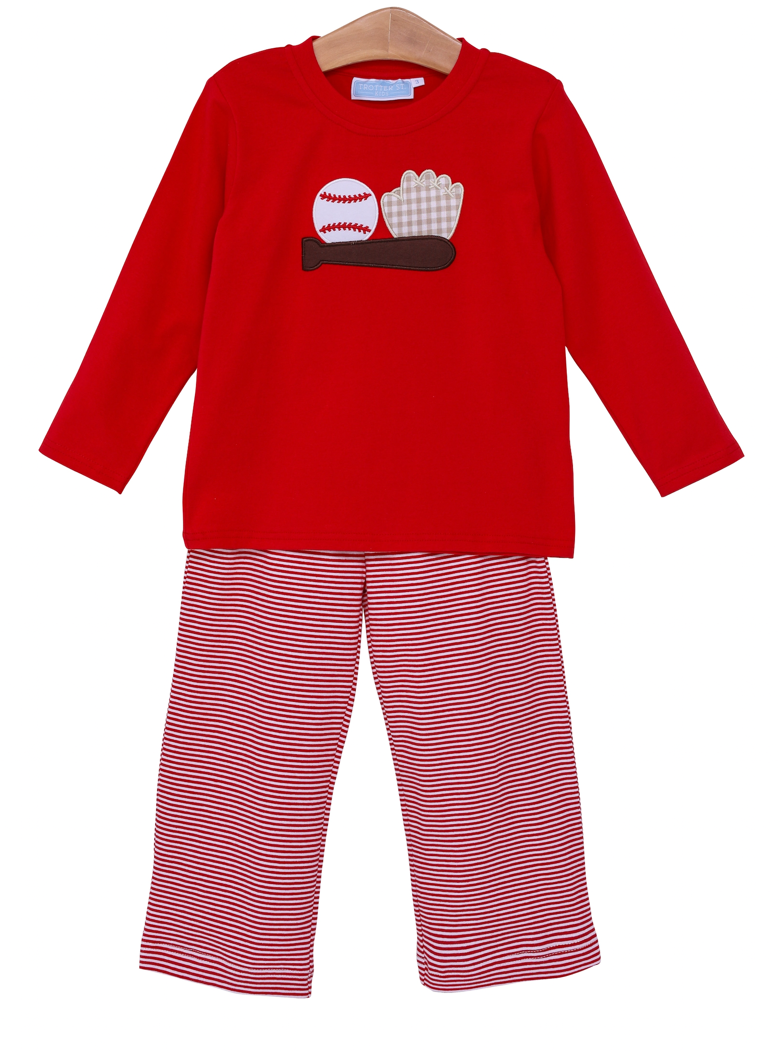 Trotter Street Kids-Claire Long Sleeve Dress Red Stripe or Red