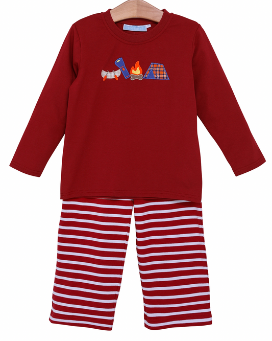 Trotter Street Kids-Claire Long Sleeve Dress Red Stripe or Red