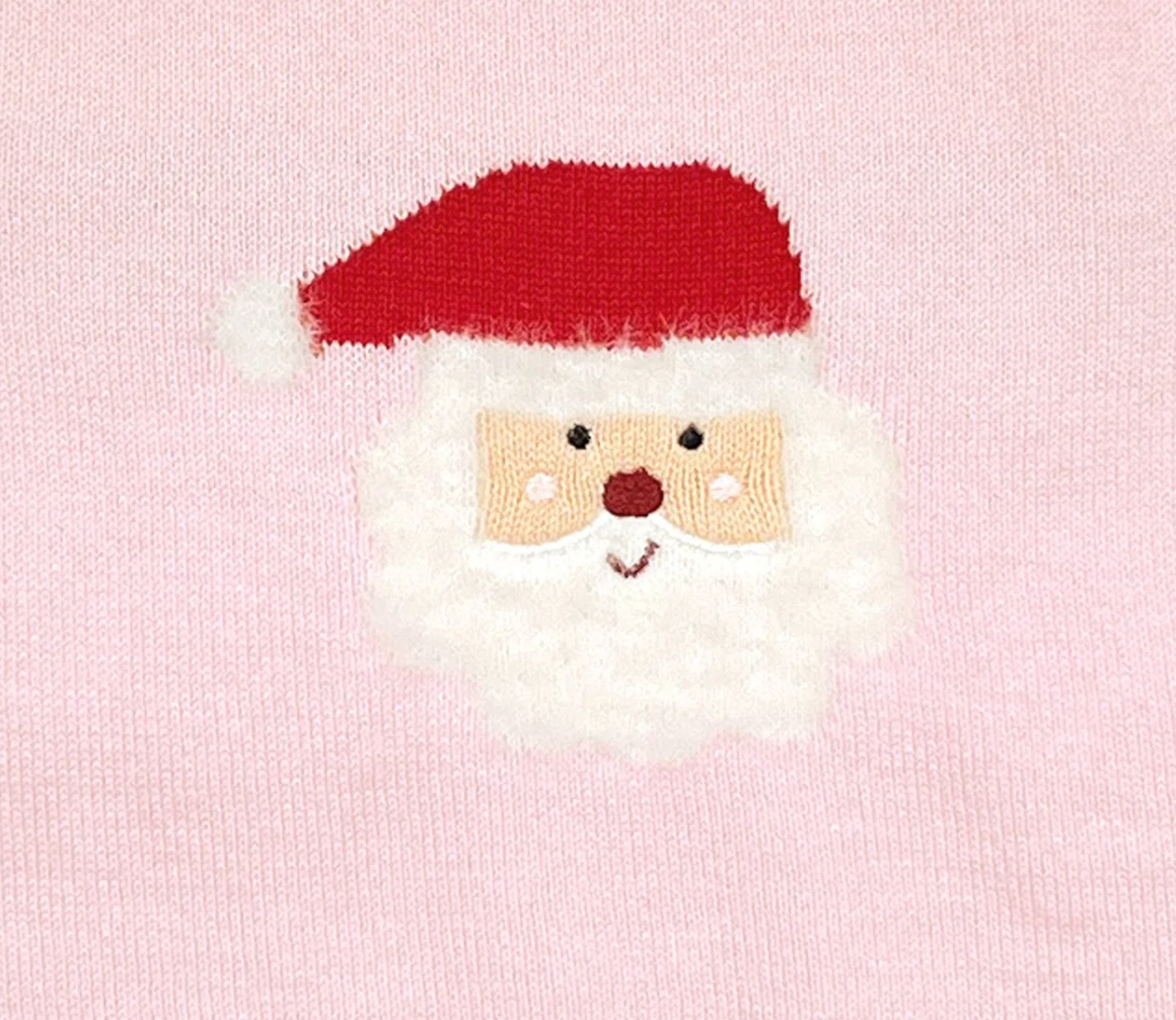 Fuzzy Santa Lightweight Knit Sweater- Pink