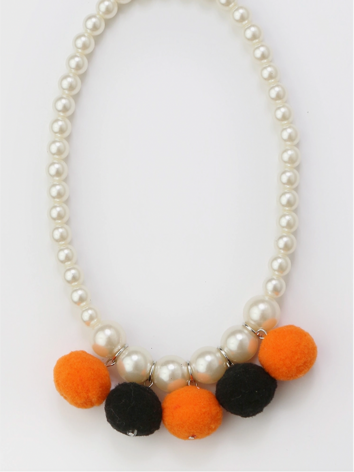 Black and Orange Pom Pom Necklace
