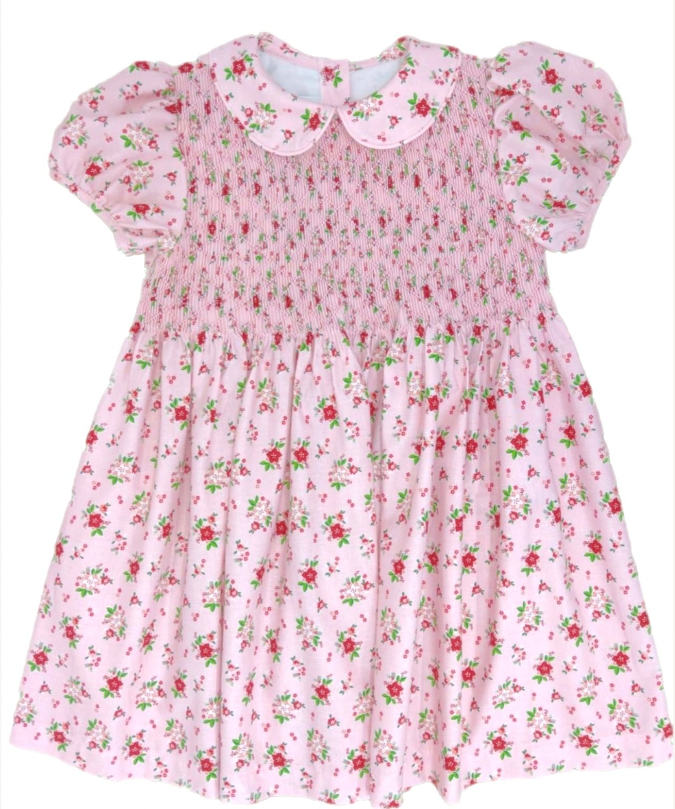 Everly Smocked Dress- Christmas Floral