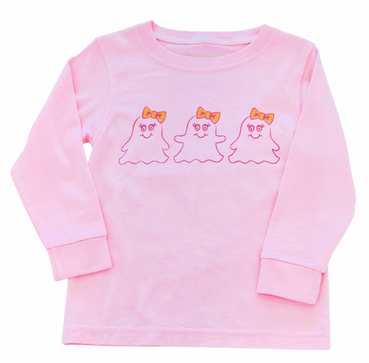 Long-Sleeve Light Pink Girls Ghost Trio T-Shirt
