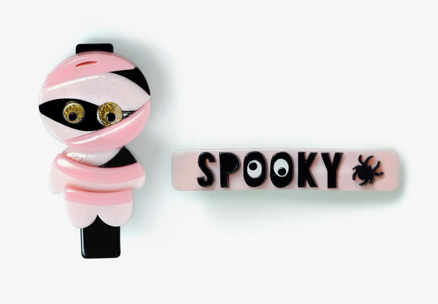 Spooky Mummy Pink Alligator Clips