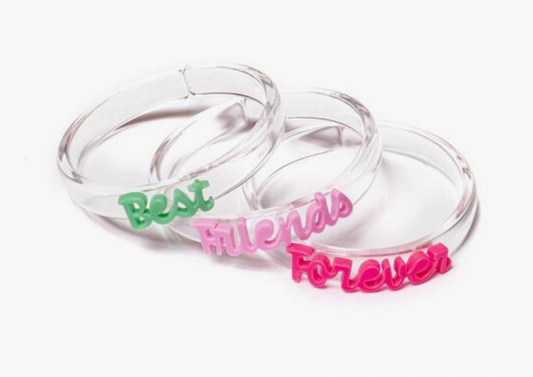 Best Friends Forever Green Pink Bangles (Set of 3)