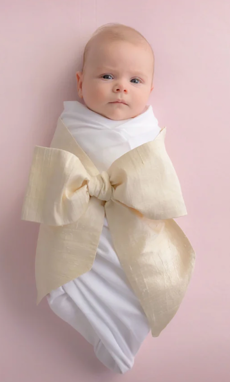 Silk Bow Swaddle- Pearl Strand