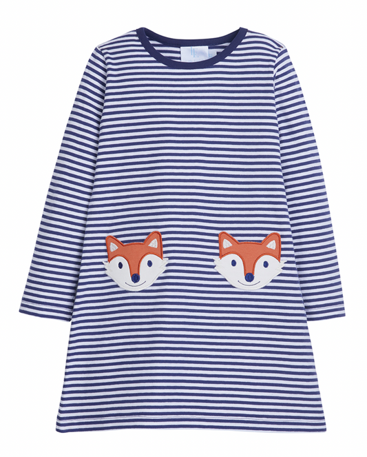 Applique Pocket T-Shirt Dress- fox