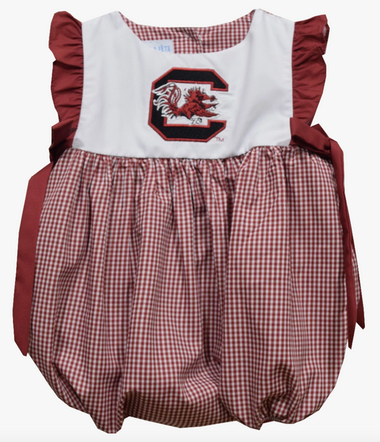 South Carolina Gamecocks Embroidered Gingham Girls Bubble