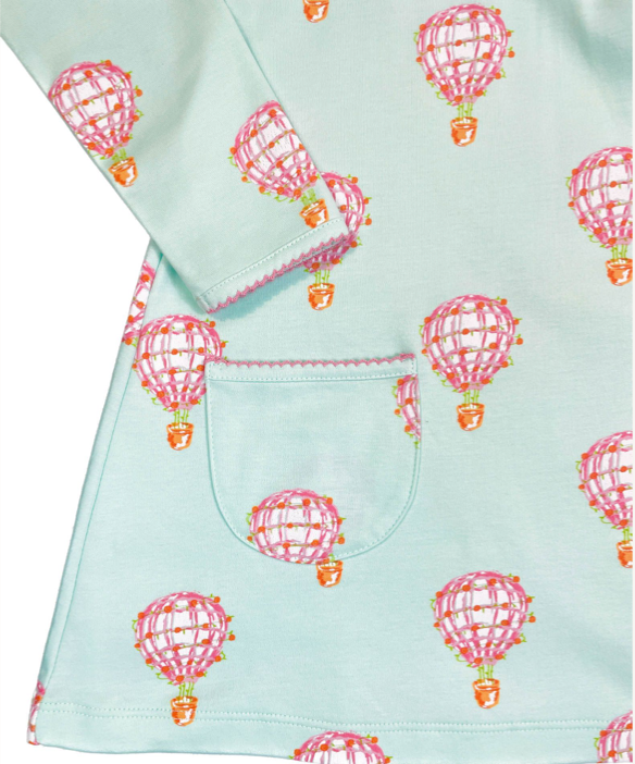 Twirling Pocket Dress- Pink Hot Air Balloons