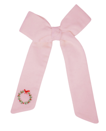 Lola Long Bow - Pink Velvet Wreath *PRE-ORDER*