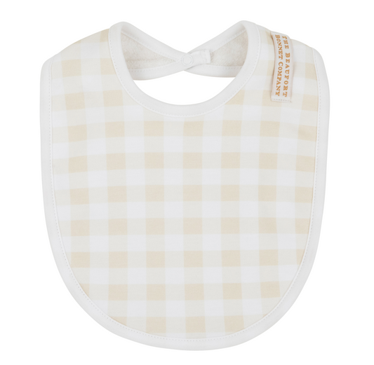 Burp Me Bib- Palmetto Pearl Gingham/Worth Avenue White