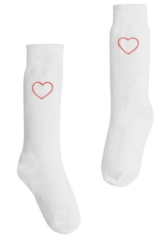 Knee High Socks- Red Hearts