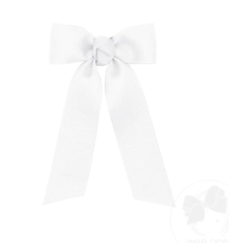 White Hair Bowtie with Knot Streamer