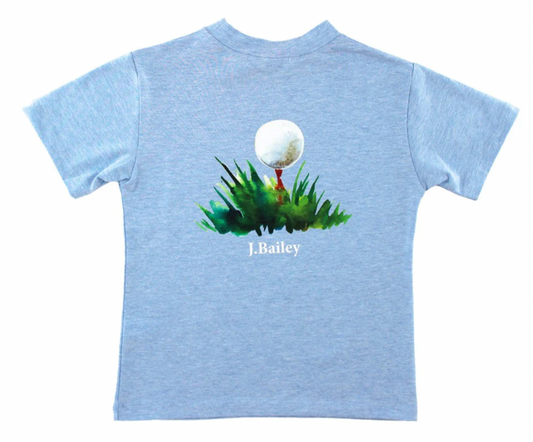 Logo Tee, Golf on Heathered Blue