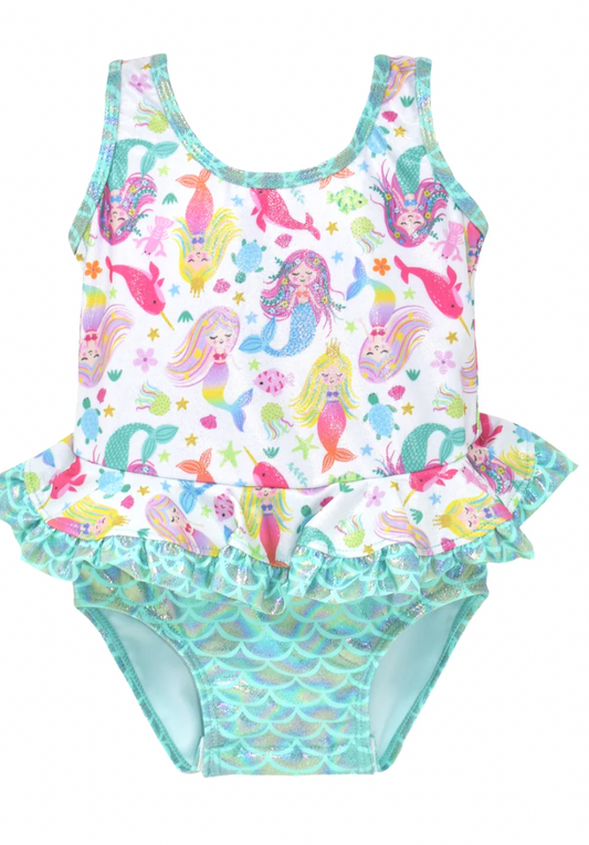 Stella Infant Ruffle Swimsuit - Mermaid Bliss