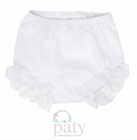 White Diaper Cover with Eyelet