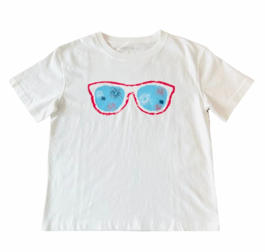 White Patriotic Sunglasses T-Shirt