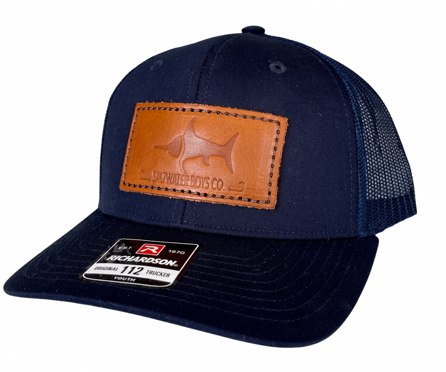 Saltwater Boys Co. Leather Logo Hat - Navy