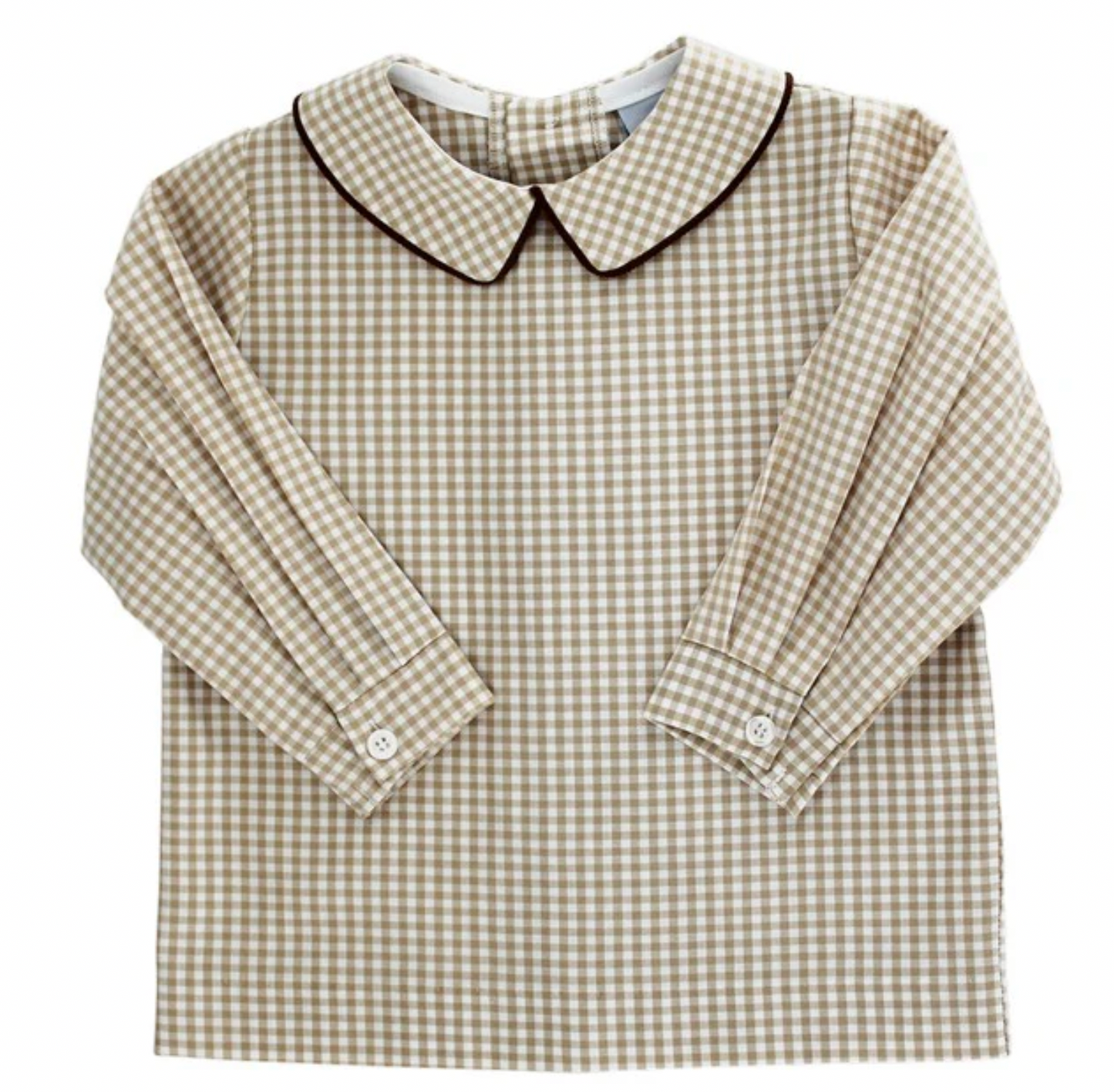 Khaki Check - Boys Piped Shirt