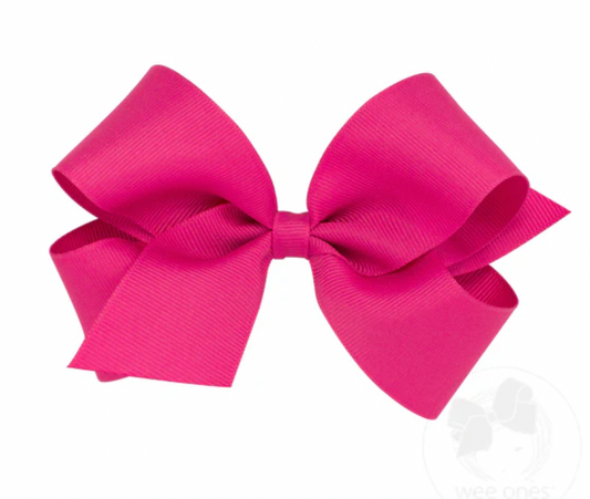 Solid Grosgrain Basic Bow - Shocking Pink