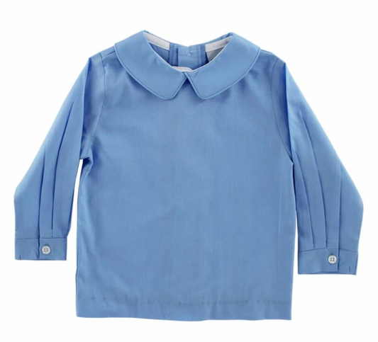 Boys Piped Shirt - Cornflower Blue