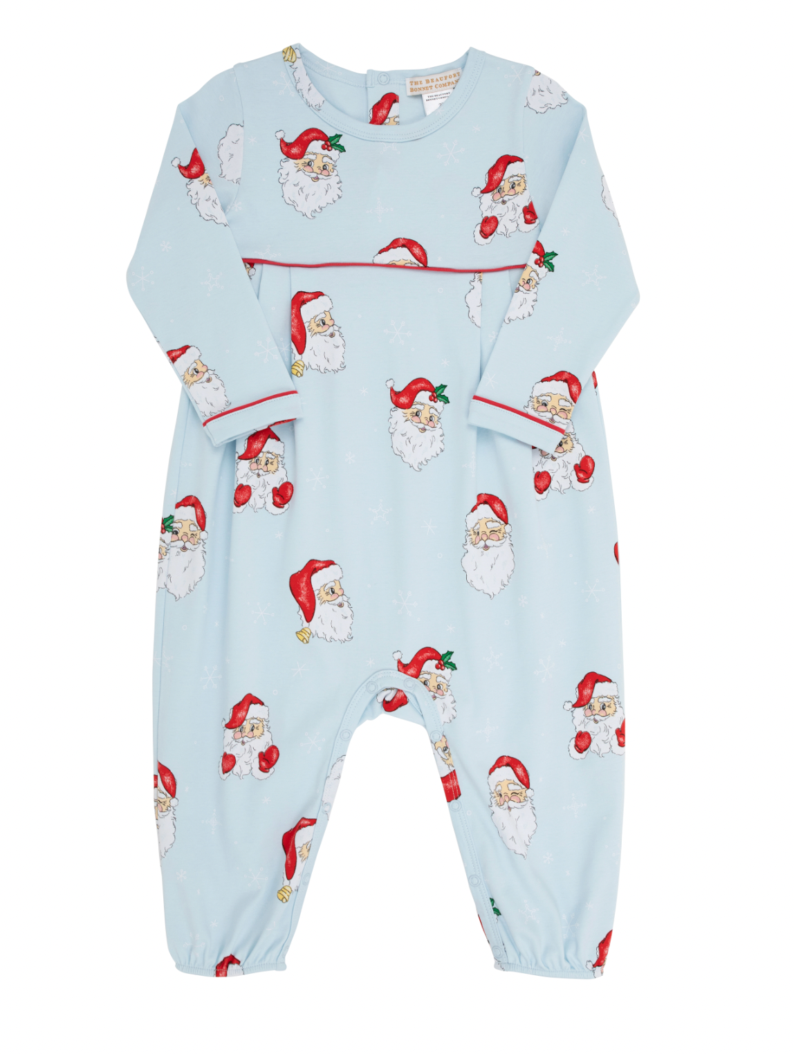 Long Sleeve Bradford Romper - Dear Santa Buckhead Blue/Worth Avenue White