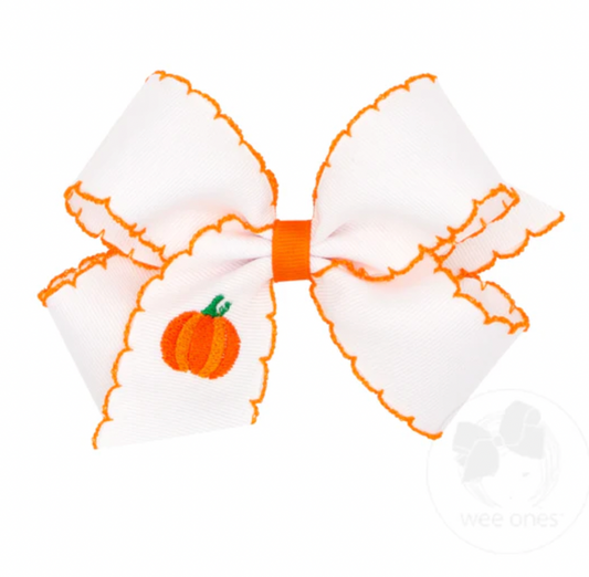 Moonstitch Embroidered Pumpkin Bow