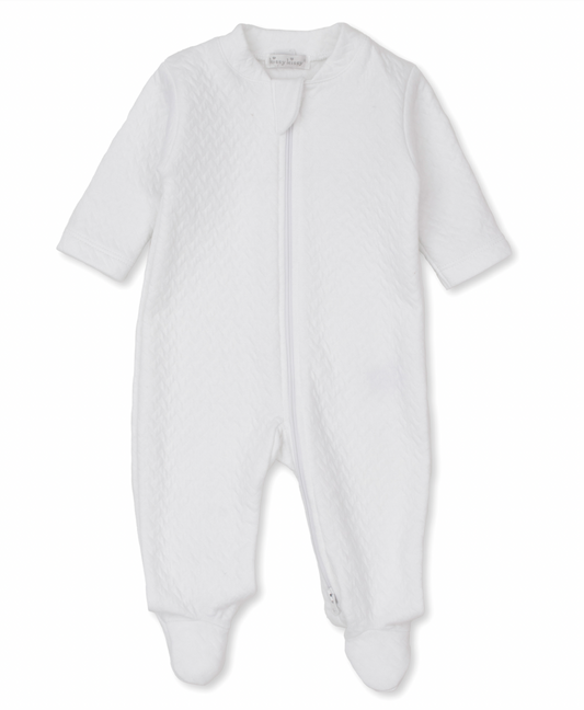 White Jacquard Footie w/ Zip