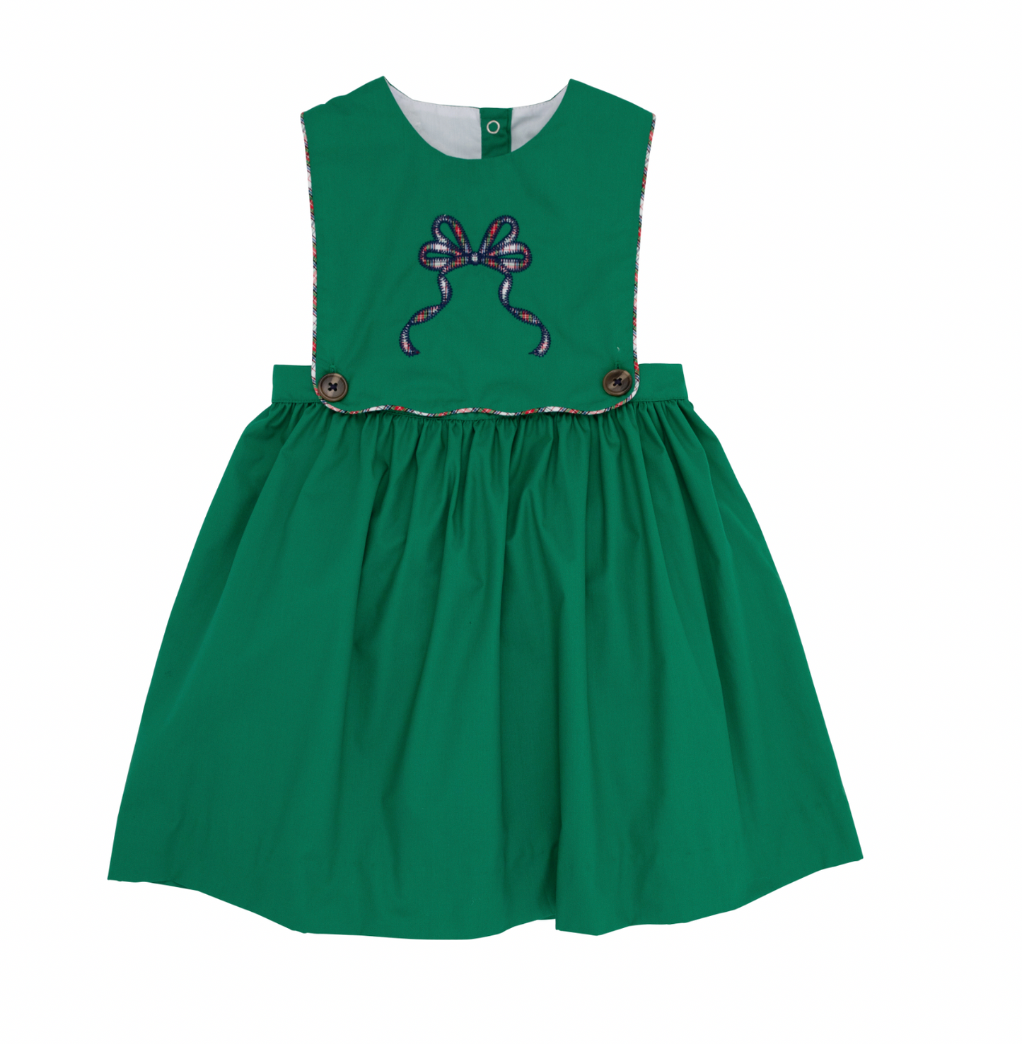 Brady Button In Dress - Bow - Kiawah Kelly Green/Merritt Park Plaid