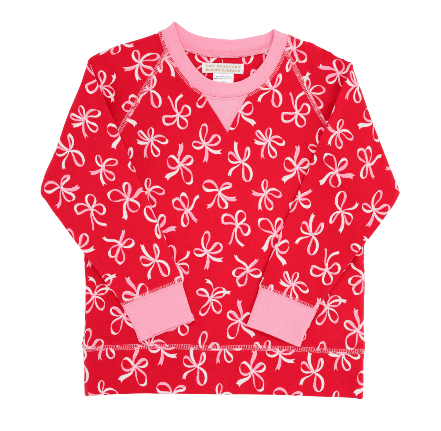 Cassidy Comfy Crewneck - Bustling Bows/Hamptons Hot Pink