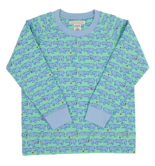 Cassidy Comfy Crewneck - Hugga Hippo / Beale St Blue