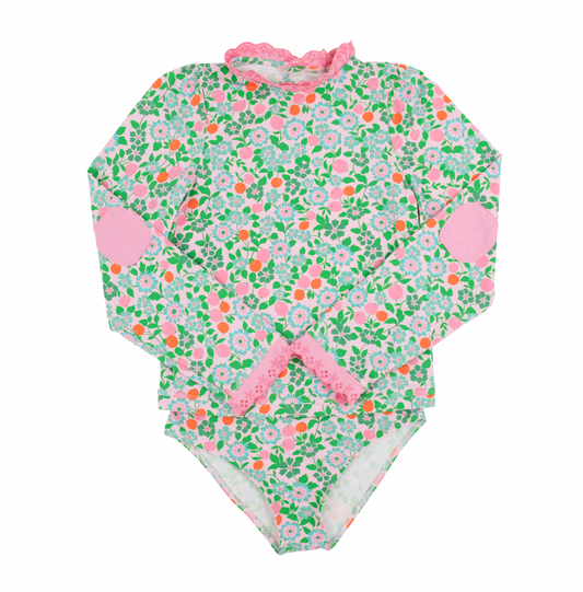 Wave Spotter Swim Set (2pc)- Natchez and Nectarines/ Hamptons Hot Pink