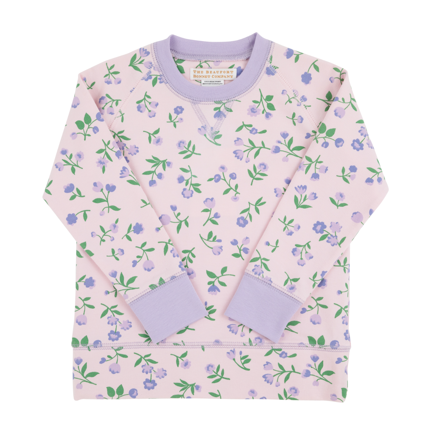 Cassidy Comfy Crewneck - Tuxedo Park Tulips/Lauderdale Lavender