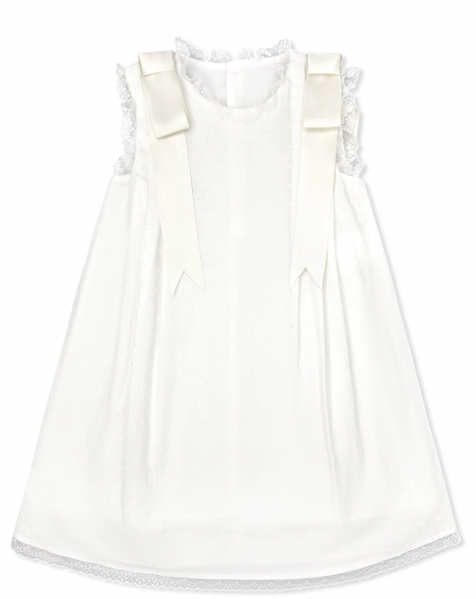 *PRE-ORDER* Patricia Dress - Spring White Swiss Dot with Satin Ribbon