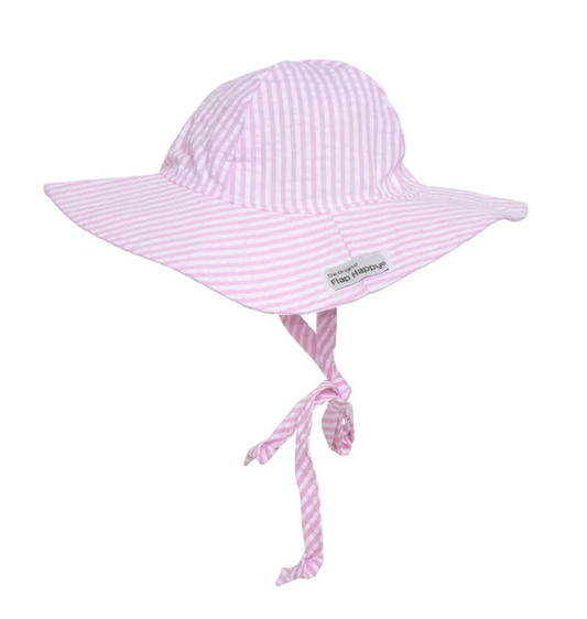 UPF 50+ Floppy Hat - Pink Seersucker