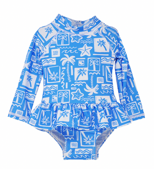 Alissa Infant Ruffle Rashguard Swim - Seaside Palms