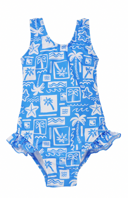 Delaney Hip Ruffle Swim - Seaside Palms