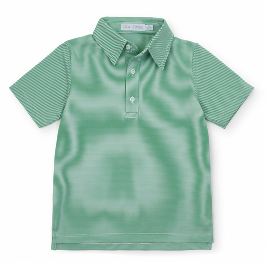 Will Performance Polo - Green and White Stripes