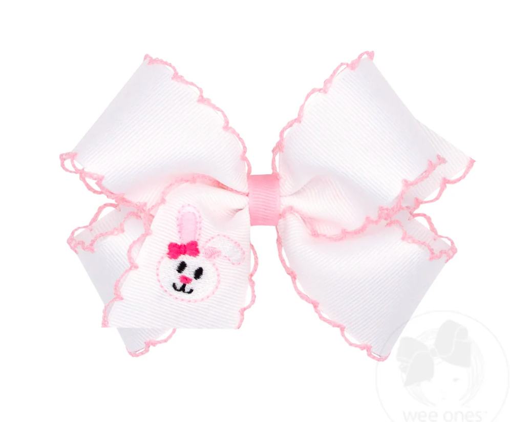 Bunny Embroidered Moonstitch Bow